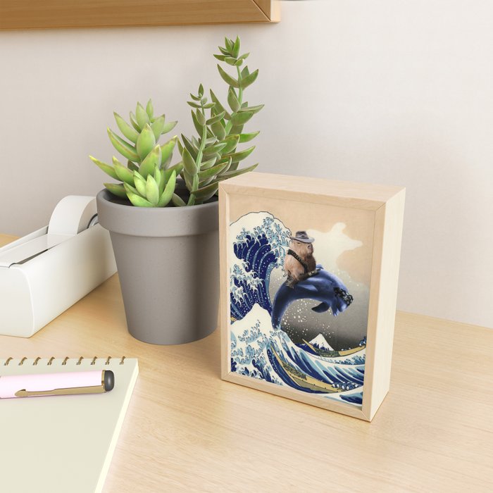 Cowboy Capybara Riding Dolphin Great Wave Mini Art Print Gallery Image 2
