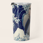 Cowboy Capybara Riding Dolphin Great Wave Travel Mug Gallery Image 3