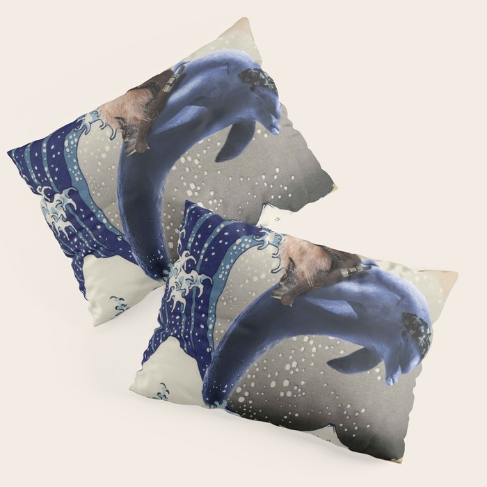 Cowboy Capybara Riding Dolphin Great Wave Pillow Sham Gallery Image 3