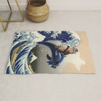 Cowboy Capybara Riding Dolphin Great Wave Rug Gallery Image 1