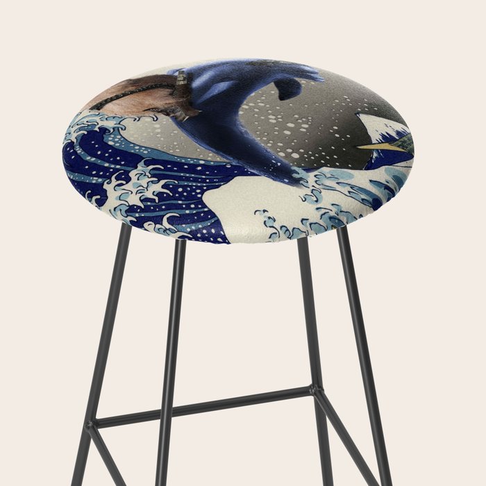 Cowboy Capybara Riding Dolphin Great Wave Stool Gallery Image 2