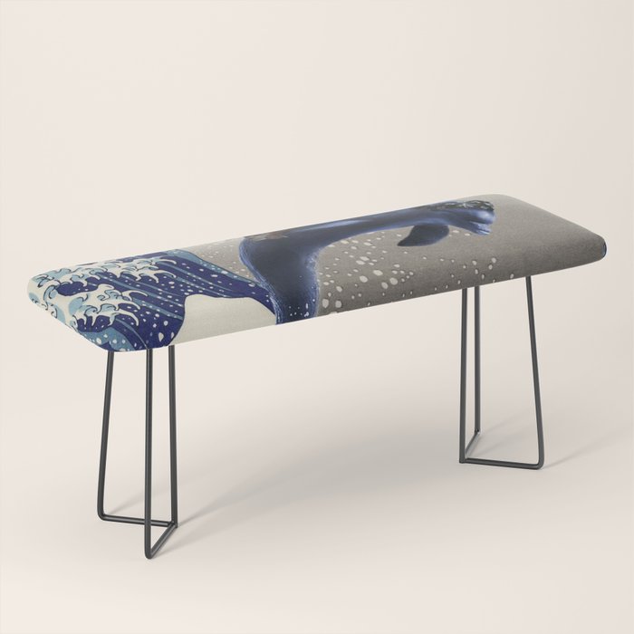 Cowboy Capybara Riding Dolphin Great Wave Bench Gallery Image 1