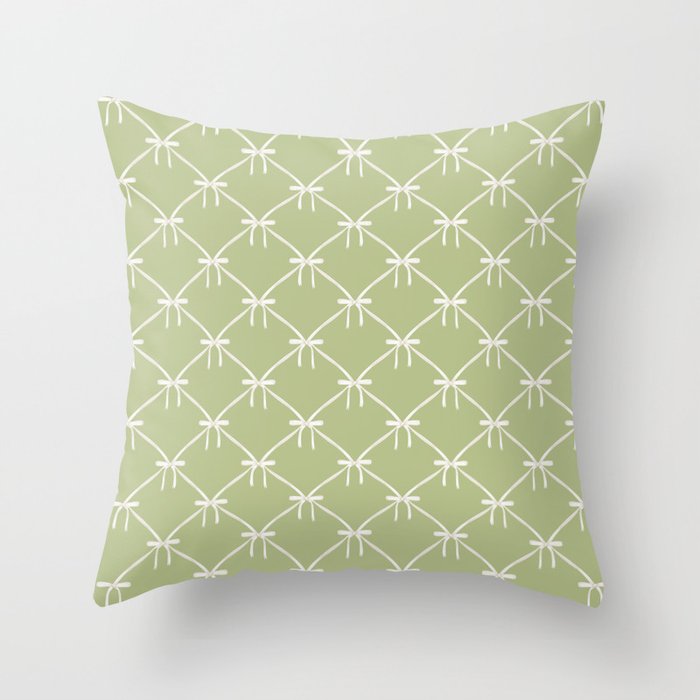 Bows & Ribbons Pattern XXIV Pastel Green Throw Pillow Gallery Image 6