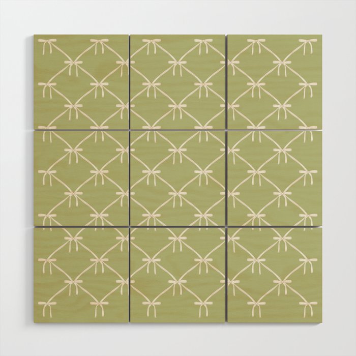 Bows & Ribbons Pattern XXIV Pastel Green Wood Wall Art Gallery Image 1