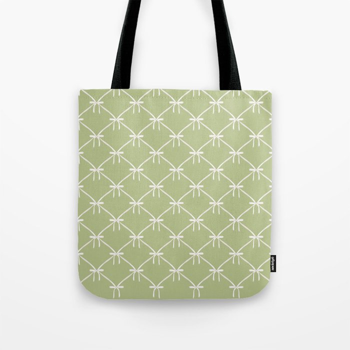 Bows & Ribbons Pattern XXIV Pastel Green Tote Bag Gallery Image 1