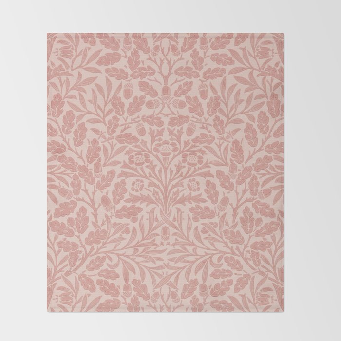 William Morris Acorn Pastel Rose Pink Throw Blanket Gallery Image 2
