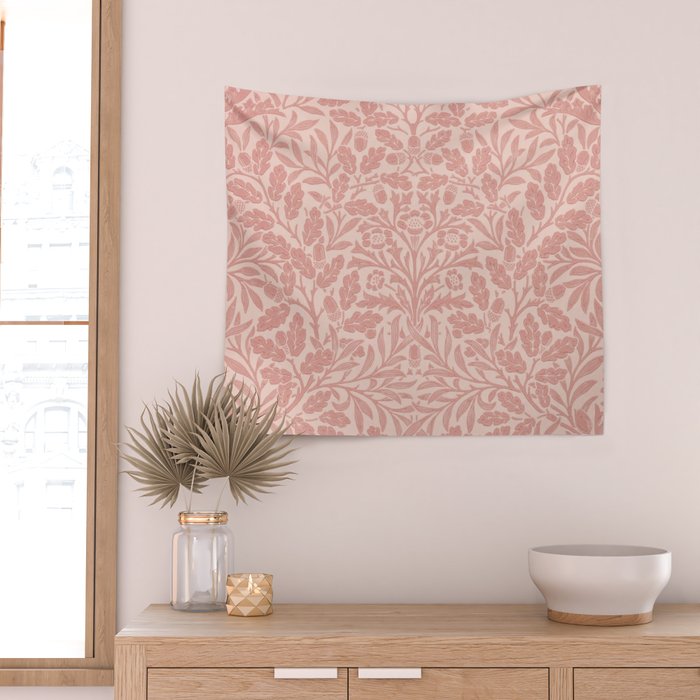 William Morris Acorn Pastel Rose Pink Wall Tapestry Gallery Image 2