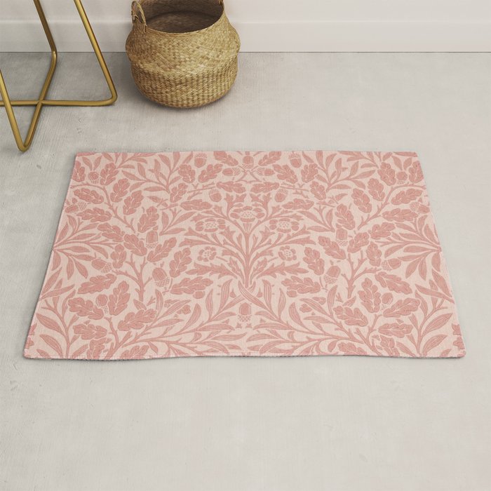 William Morris Acorn Pastel Rose Pink Rug Gallery Image 1