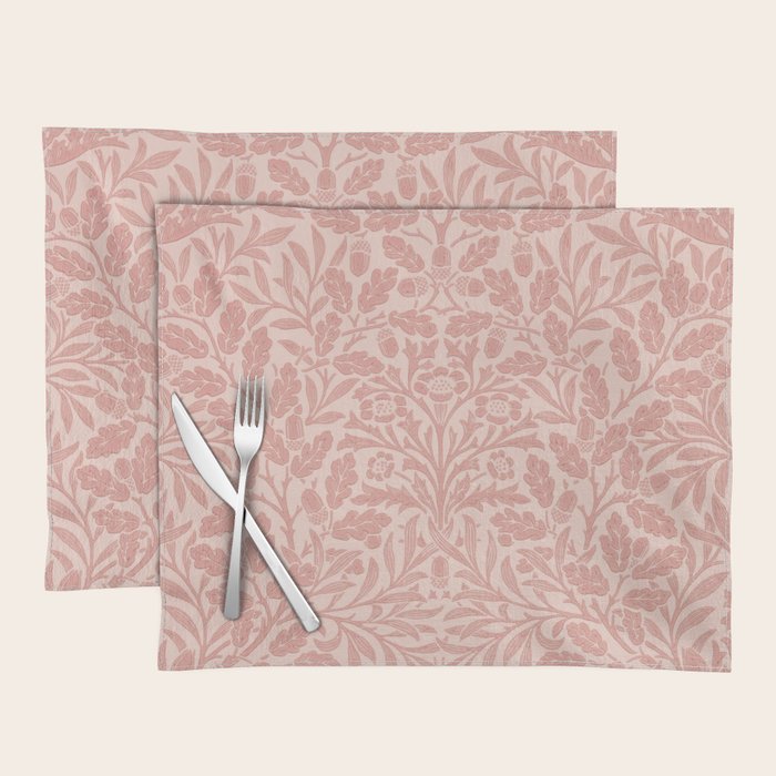 William Morris Acorn Pastel Rose Pink Placemat Gallery Image 1