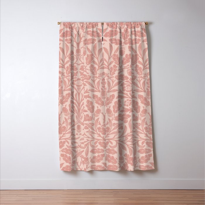 William Morris Acorn Pastel Rose Pink Window Curtain Gallery Image 3