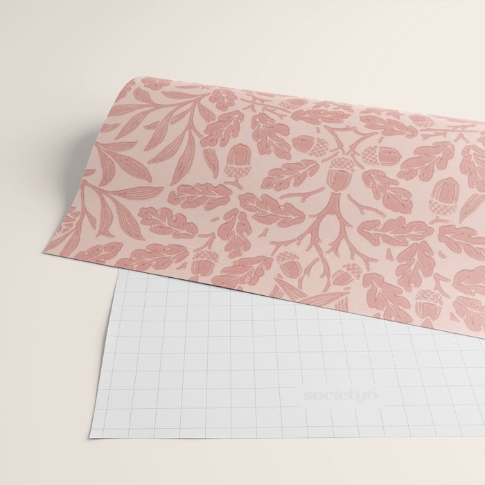 William Morris Acorn Pastel Rose Pink Wrapping Paper Gallery Image 2