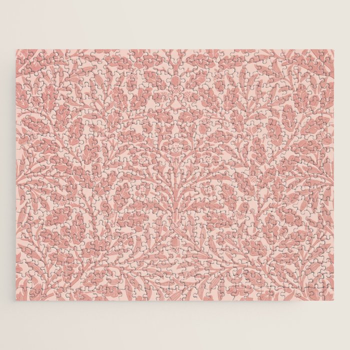 William Morris Acorn Pastel Rose Pink Jigsaw Puzzle Gallery Image 1