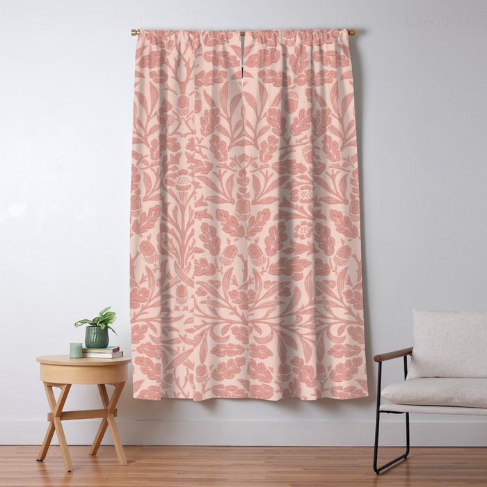William Morris Acorn Pastel Rose Pink Window Curtain Gallery Image 1