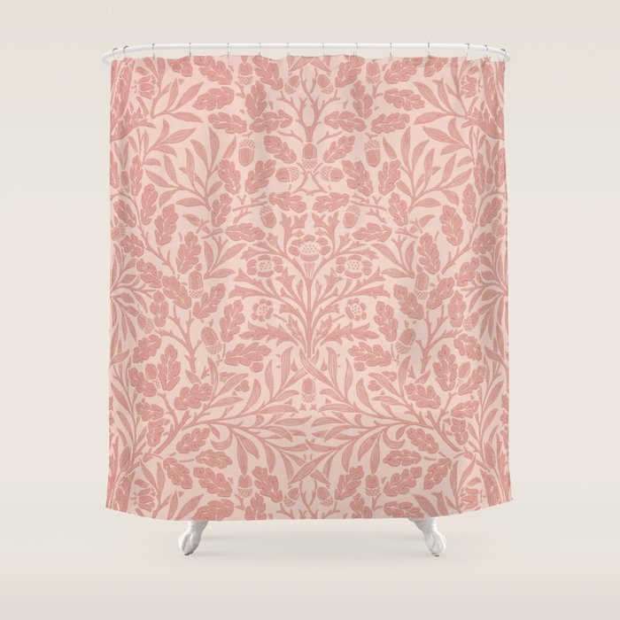 William Morris Acorn Pastel Rose Pink Shower Curtain Gallery Image 1