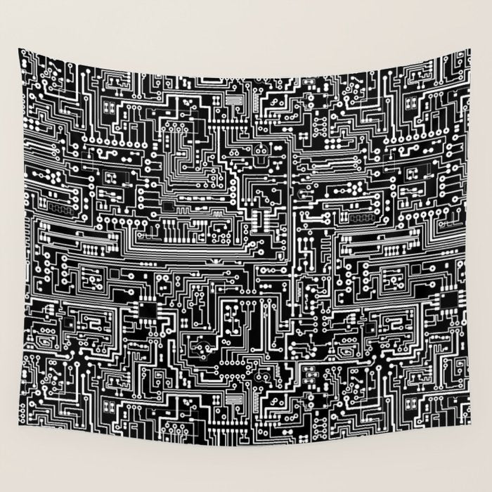 Circuit Board on Black Wall Tapestry Gallery Image 4
