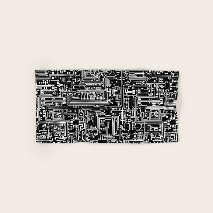 Circuit Board on Black Bath Towel Gallery Image 1