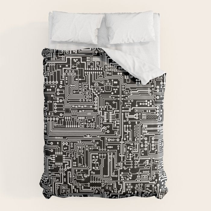 Circuit Board on Black Duvet Cover Gallery Image 6