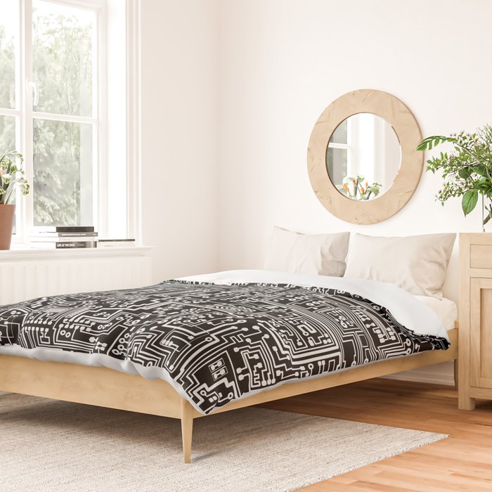 Circuit Board on Black Duvet Cover Gallery Image 2