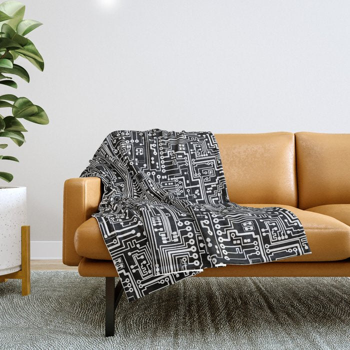 Circuit Board on Black Throw Blanket Gallery Image 1