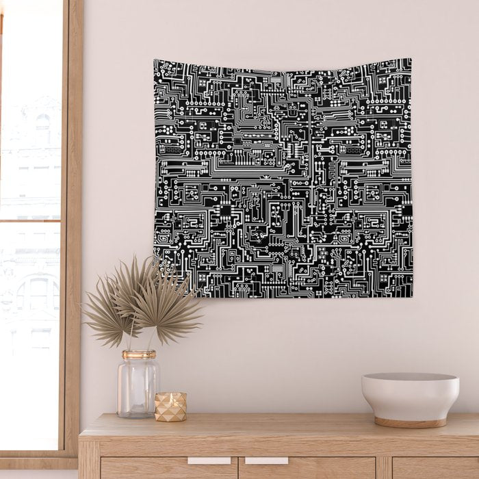 Circuit Board on Black Wall Tapestry Gallery Image 2