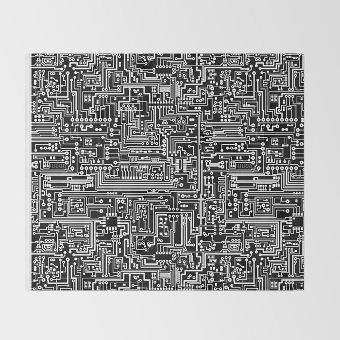 Circuit Board on Black Throw Blanket Gallery Image 2