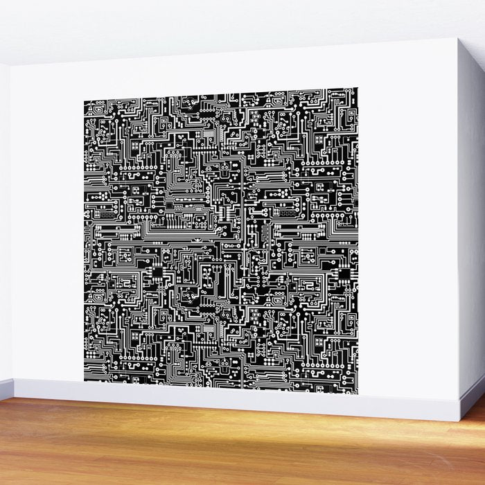 Circuit Board on Black Wall Mural Gallery Image 2