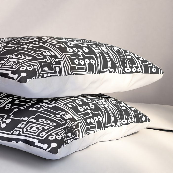 Circuit Board on Black Pillow Sham Gallery Image 3