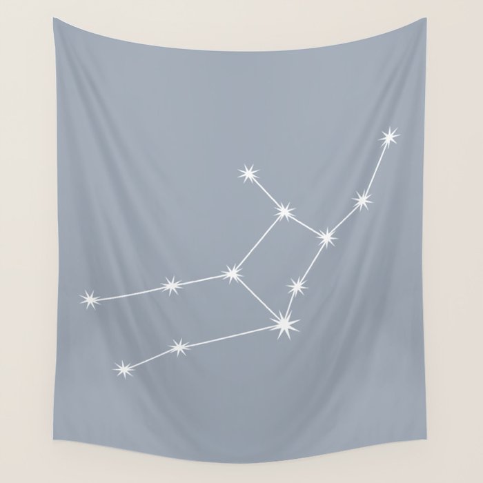 Virgo Zodiac Star Constellation Line Art Blue Grey Wall Tapestry Gallery Image 1