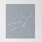 Virgo Zodiac Star Constellation Line Art Blue Grey Throw Blanket Gallery Image 2