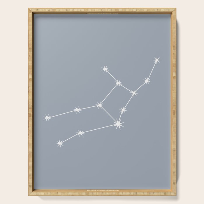 Virgo Zodiac Star Constellation Line Art Blue Grey Serving Tray Gallery Image 1