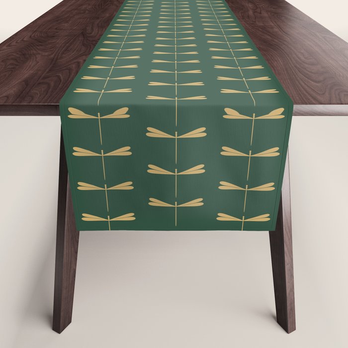 Dragonfly Pattern XVII Kelly Green Table Runner Gallery Image 1