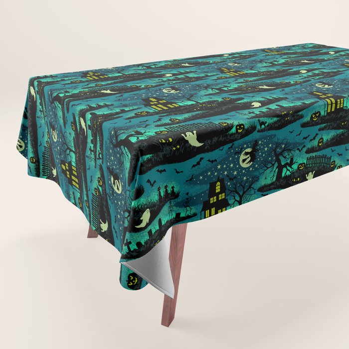 Halloween Night - Fox Fire Green Tablecloth Gallery Image 1