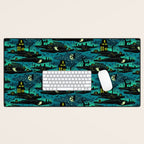 Halloween Night - Fox Fire Green Desk Mat Gallery Image 1