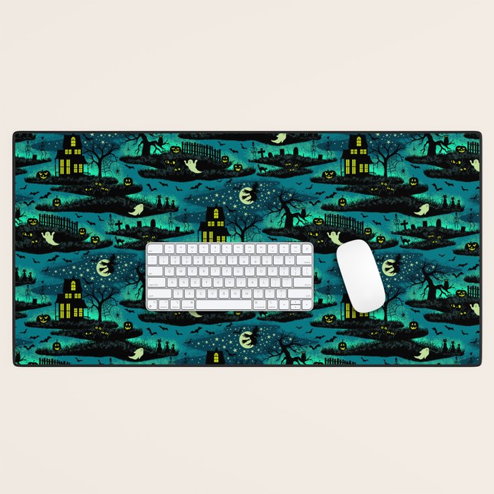 Halloween Night - Fox Fire Green Desk Mat Gallery Image 1