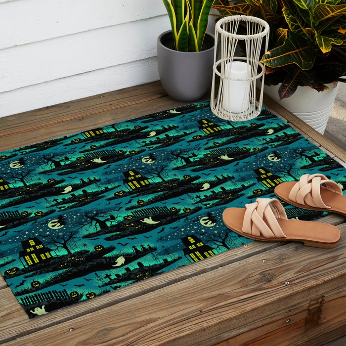 Halloween Night - Fox Fire Green Outdoor Rug Gallery Image 2