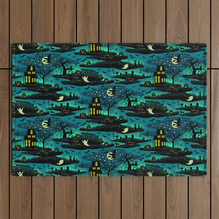 Halloween Night - Fox Fire Green Outdoor Rug Gallery Image 1