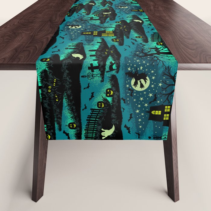 Halloween Night - Fox Fire Green Table Runner Gallery Image 1