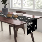 Mid century atomic white and black pattern Table Runner Gallery Image 2