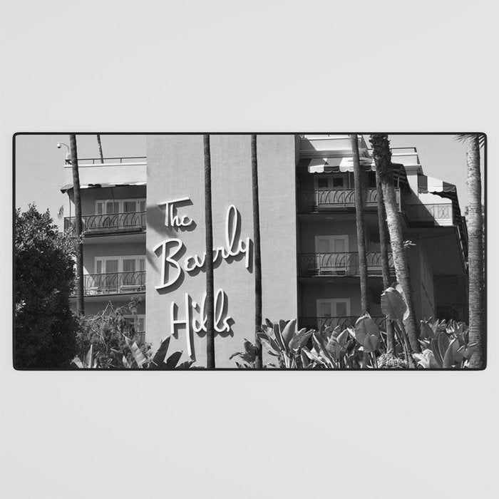 Beverly Hills Hotel, California black and white photograph / black and white photography Desk Mat Gallery Image 3