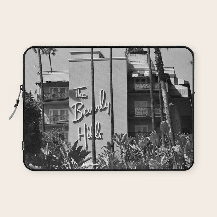 Beverly Hills Hotel, California black and white photograph / black and white photography Laptop Sleeve Gallery Image 1