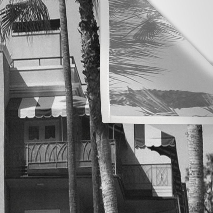 Beverly Hills Hotel, California black and white photograph / black and white photography Wall Tapestry Gallery Image 3