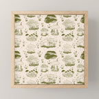 Mushroom Toile in Green Mini Art Print Gallery Image 1