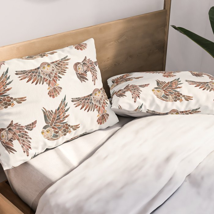 Owls in Flight - Brown Palette Pillow Sham Gallery Image 2