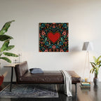 Heart with flolk flowers Wood Wall Art Gallery Image 2
