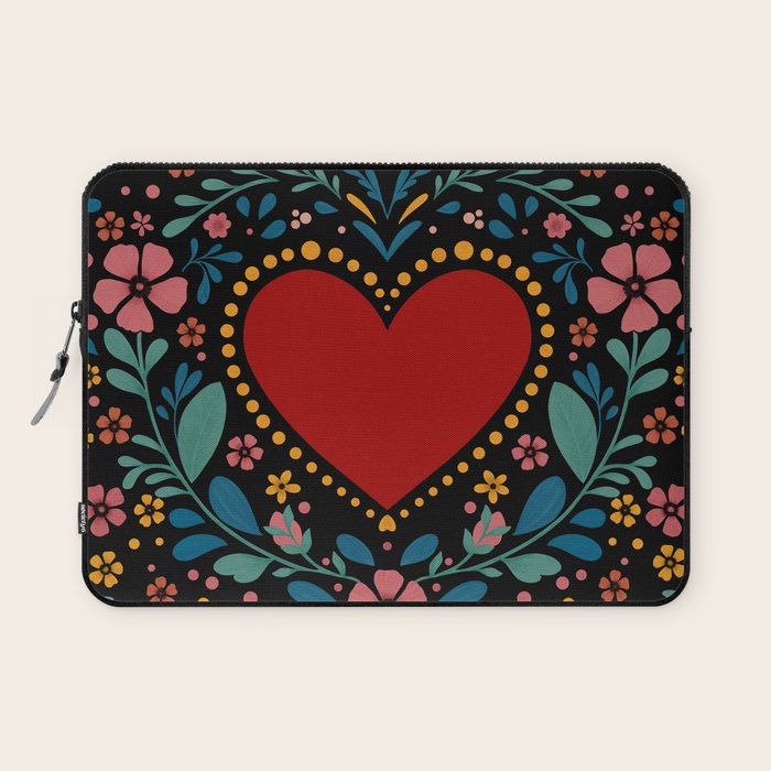 Heart with flolk flowers Laptop Sleeve Gallery Image 1