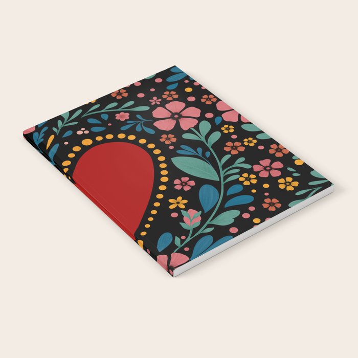 Heart with flolk flowers Notebook Gallery Image 1