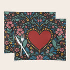 Heart with flolk flowers Placemat Gallery Image 1