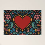 Heart with flolk flowers Welcome Mat Gallery Image 1