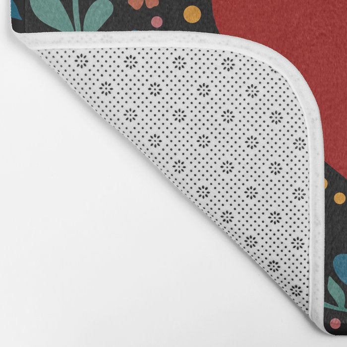 Heart with flolk flowers Bath Mat Gallery Image 2
