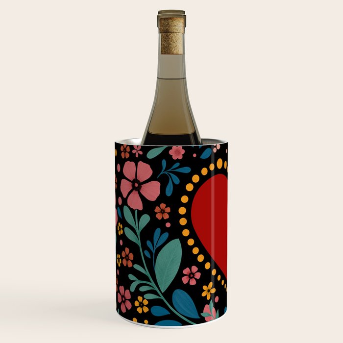 Heart with flolk flowers Wine Chiller Gallery Image 2